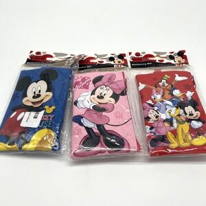 Disney Wallets Lanyards Kids Mickey Minnie Characters‎ ID Holder Zipper Set Of 3